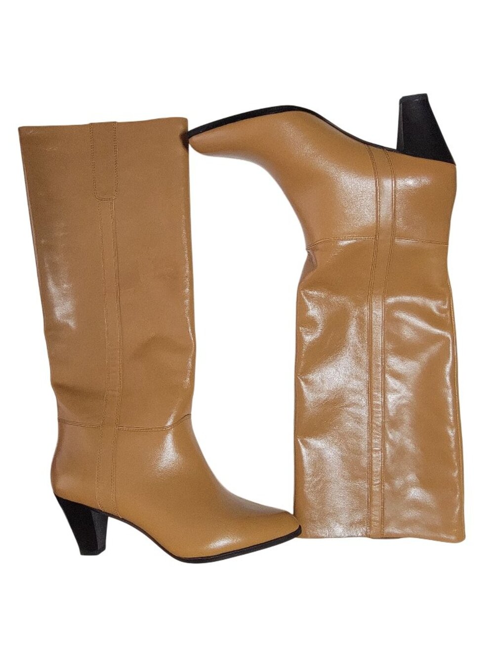 NEW Jeffrey Campbell Knee High Boots Tan Contemporary Minimalist Womens 9.5